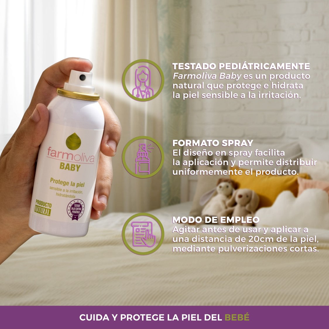 Aceite cuidado piel de bebé oliva virgen extra Farmoliva Baby
